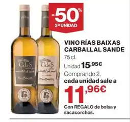 Hipercor Vino rías baixas carballal sande oferta