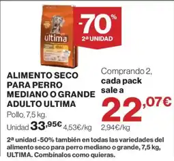 Hipercor ULTIMA Alimento seco para perro mediano o grande adulto oferta