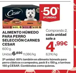 Hipercor CESAR Alimento húmedo para perro selección carnes oferta