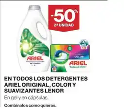 Hipercor En todos los detergentes ariel original, color y suavizantes lenor oferta