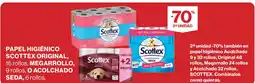 Hipercor Papel higiénico scottex original, 16 rollos, megarrollo, 9 rollos, o acolchad oferta