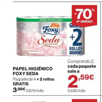 Hipercor FOXY SEDA Papel higiénico oferta