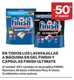 Hipercor En todos los lavavajillas a máquina en gel finsih y cápsulas finish ultimate oferta