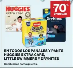 Hipercor En todos los pañales y pants huggies extra care, little swimmers y drynites oferta