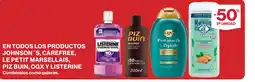 Hipercor En todos los productos johnson's, carefree, le petit marsellais, piz buin, ogx y listerine oferta