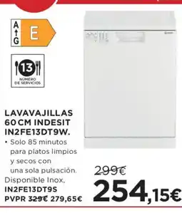 Hipercor INDESIT Lavavajillas in2fe13dt9w. oferta