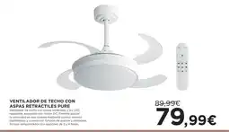 Hipercor Ventilador de techo con aspas retractiles pure oferta