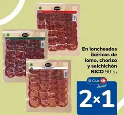 Carrefour NICO En loncheados ibéricos de lomo, chorizo y salchichón oferta