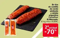 Carrefour En tira de costilla de cerdo adobada y adobo argentino Carrefour El Mercado oferta
