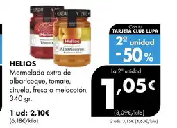 Supermercados Lupa HELIOS Mermelada extra de albaricoque, tomate, ciruela, fresa o melocotón oferta