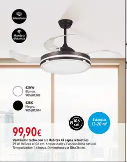 Cadena88 Ventilador techo con luz Habitex 42 aspas retráctiles oferta