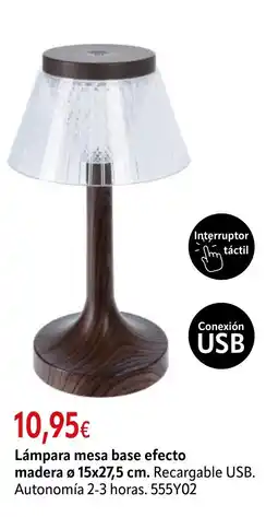 Cadena88 Lámpara mesa base efecto madera oferta