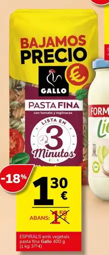 Supermercados Charter GALLO Espirals amb vegetals pasta fina oferta