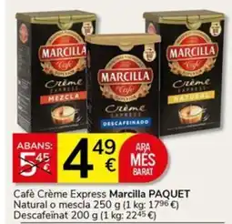 Supermercados Charter MARCILLA Cafè Crème Express Paquet Natural o mescla oferta