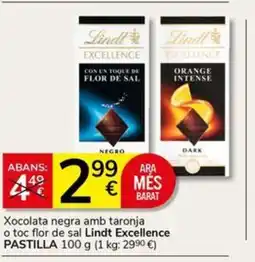 Supermercados Charter LINDT EXCELLENCE Xocolata negra amb taronja o toc flor de sal oferta