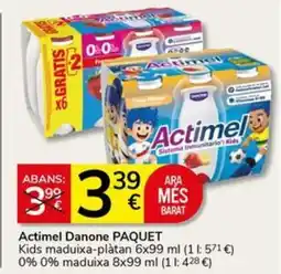 Supermercados Charter DANONE Actimel Kids maduixa-plàtan o% o% maduixa oferta
