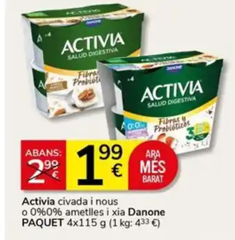 DANONE Activia civada i nous o 0% 0% ametlles i xia Danone