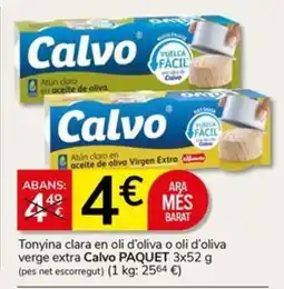 Supermercados Charter CALVO Tonyina clara en oli d'oliva o oli d'oliva verge extra oferta