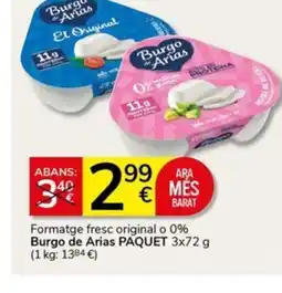 Supermercados Charter BURGO DE ARIAS Formatge fresc original o 0% oferta