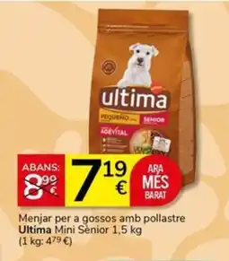 Supermercados Charter ULTIMA Menjar per a gossos amb pollastre Mini Sènior oferta