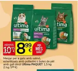 Supermercados Charter ULTIMA Menjar per a gats amb salmó, esterilitzats amb pollastre o boles de pèl amb gall dindi oferta