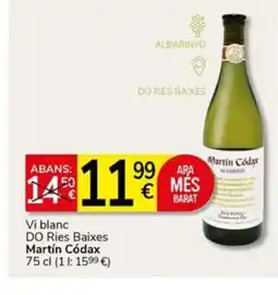Supermercados Charter MARTIN CÓDAX Vi blanc DO Ries Baixes oferta