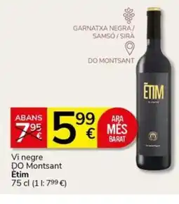 Supermercados Charter ETIM Vi negre DO Montsant oferta