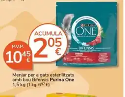 Supermercados Charter PURINA ONE Menjar per a gats esterilitzats amb bou Bifensis oferta