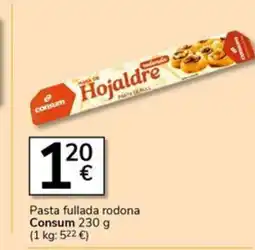 Supermercados Charter CONSUM Pasta fullada rodona oferta