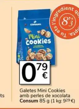 Supermercados Charter CONSUM Galetes Mini Cookies amb perles de xocolata oferta
