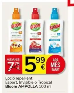 Supermercados Charter BLOOM Loció repel·lent Esport, Invisible o Tropical oferta