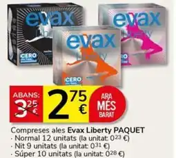 Supermercados Charter EVAX LIBERTY Compreses ales oferta