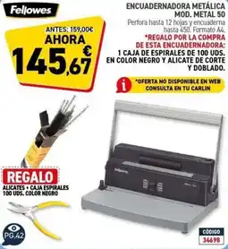 Carlin FELLOWES Encuadernadora metálica mod. metal 50 oferta