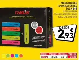 Carlin CARLIN Marcadores fluorescentes pack 5+1 oferta