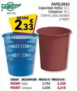 Carlin FAIBO Papeleras oferta