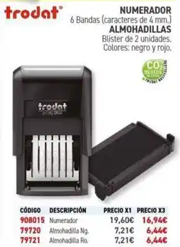 Carlin TRODAT Numerador almohadillas oferta