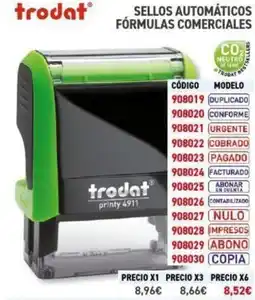 Carlin TRODANT Sellos automáticos fórmulas comerciales oferta