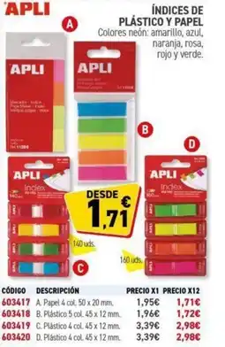 Carlin APLI Índices de plástico y papel oferta