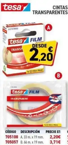 Carlin TESA Cintas transparentes oferta