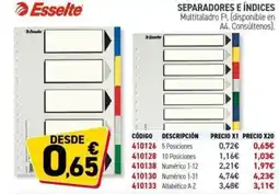 Carlin ESSELTE Separadores e índices oferta