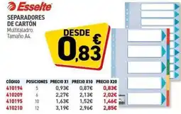 Carlin ESSELTE Separadores de cartón oferta