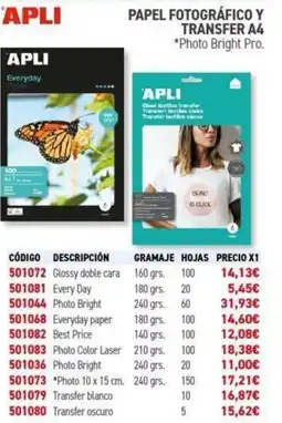 Carlin APLI Papel fotográfico y transfer a4 oferta