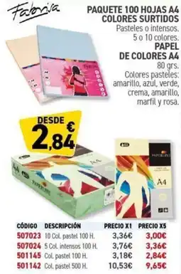 Carlin Paquete 100 hojas a4 colores surtidos oferta