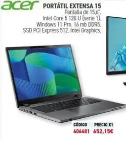 Carlin ACER Portátil extensa 15 oferta