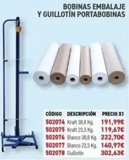 Carlin Bobinas embalaje y guillotín portabobinas oferta