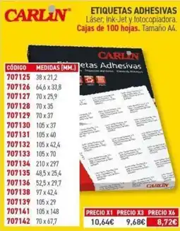 Carlin CARLIN Etiquetas adhesivas oferta