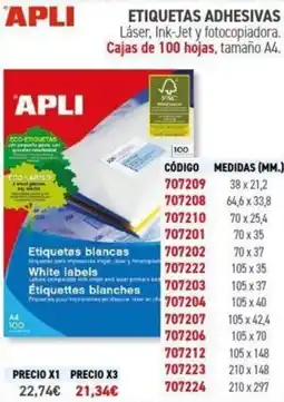 Carlin APLI Etiquetas adhesivas oferta