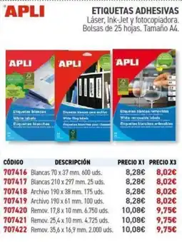 Carlin APLI Etiquetas adhesivas oferta