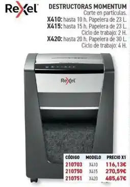 Carlin REXEL Destructoras momentum oferta