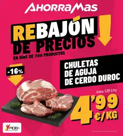 AhorraMas Chuletas de aguja de cerdo duroc oferta